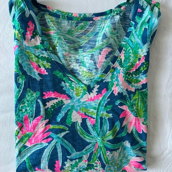 Lilly Pulitzer | Etta Cotton Long Sleeve Sweet Escape Printed Top Small - Picture 2 of 7